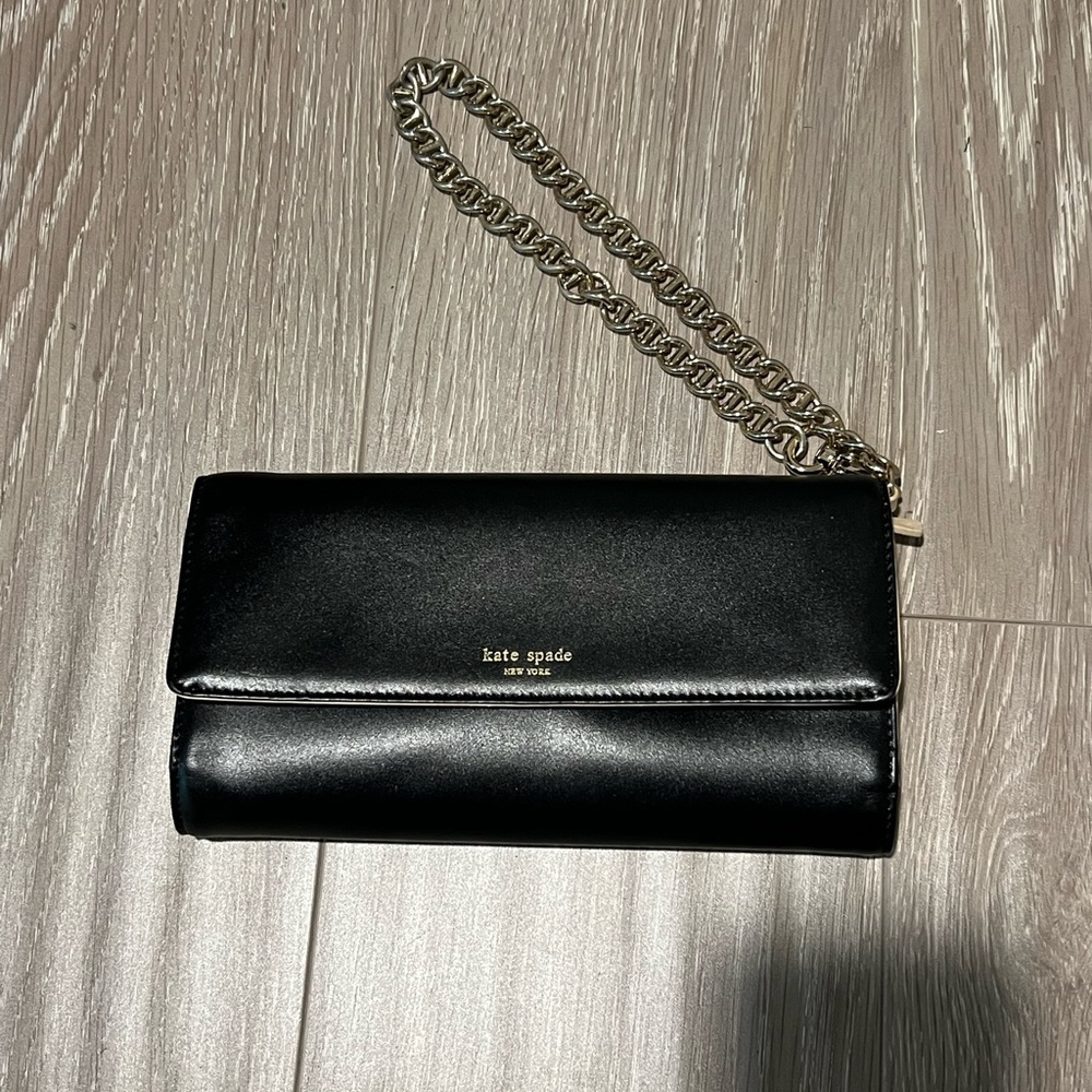 Black Kate Spade Black Wristlet Clutch Wallet on Chain
